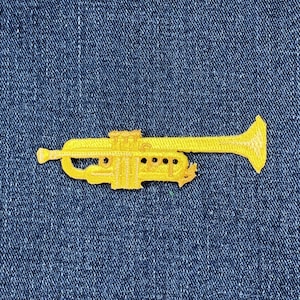 Trumpet Applique Patch - Embroidered Music Instrument Badge 3.25&quot; (Iron On)