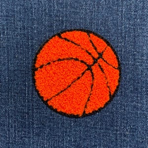 Chenille Basketball Applique Patch - Embroidered Letterman Jacket Sports Badge 2-3/8" (Iron On)