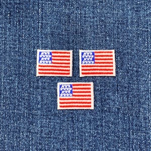 3-Pack American Flag Applique Patch - Mini Embroidered America USA United States 1" (Iron On)