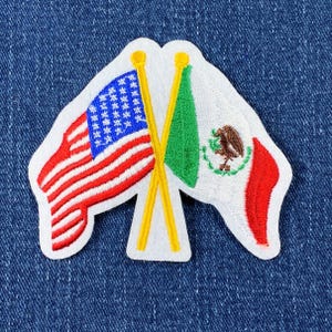 USA & Mexican Flag Patch - Embroidered United States Of America Mexico Badge (Iron On)
