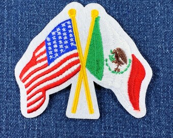 Mexican American Flag Patches – 3.25″ Embroidered Iron-On, Nixon Thread Co.