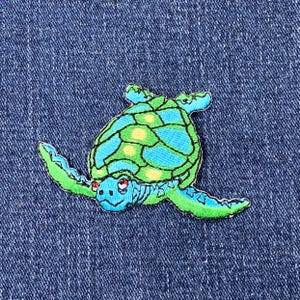 Sea Turtle Applique Patch - Embroidered Sea Creature Badge 2-5/8" (Iron On)