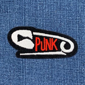 Punk Safety Pin Patch - Metallic Silver Embroidered Badge 3.25" (Iron Or Sew On)