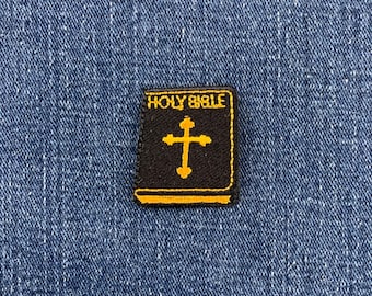 Parche con aplique bíblico - Insignia bordada de la Cruz Cristiana de Jesús de 3,5 cm (para planchar)