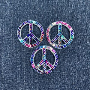 3-Pack Sequin Peace Sign Applique Patch - Multicolor World Peace Badge 1.5" (Iron On)