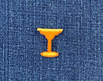 Parche con aplique de copa de margarita - Insignia bordada de Tequila Sunrise naranja de 2,5 cm (para planchar)