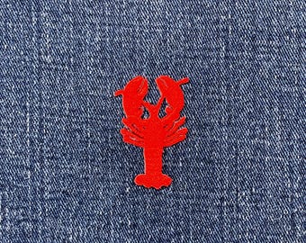 Crawfish Lobster Applique Patch - Embroidered Seafood Badge 1.5" (Iron On)