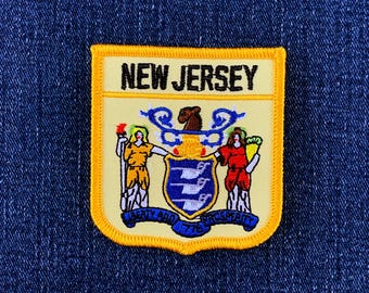 New Jersey Patch - Embroidered Flag Shield Badge 2.75" (Iron On)