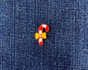 Parche con aplique de bastón de caramelo - Mini insignia navideña bordada de 2,2 cm (para planchar)