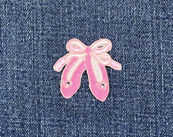 Dance Slippers Applique Patch - Embroidered Ballerina & Ballet Shoes Badge 1-5/8" (Iron On)