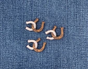 Paquete de 3 parches con aplique de doble herradura - Insignia bordada de herradura estilo western de 2.5 cm (para planchar)