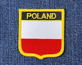 Poland Patch - Embroidered Flag Shield Badge 2.75" (Iron On)