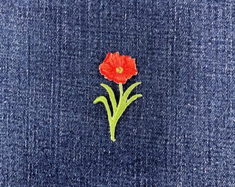 Parche con aplique de amapola - Insignia de flor bordada de 2" (para planchar)