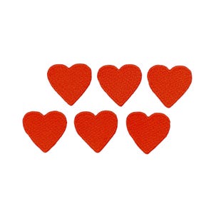 6-Pack Red Heart Applique Patch - Mini Embroidered Love Badge 1" (Iron On)