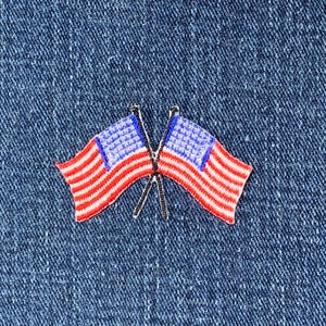 American Flags Applique Patch Mini Embroidered United States 1-7/8" (Iron On)