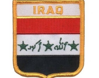 IRAQ FLAG embroidered iron-on PATCH IRAQI EMBLEM war military SADDAM HUSSEIN
