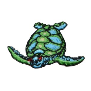 Mini Sea Turtle Applique Patch - Embroidered Sea Creature & Beach Badge 1.25" (Iron On)