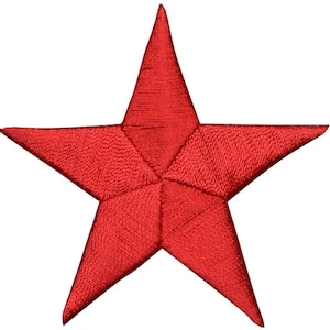 Red Star Applique Patch - Embroidered Iron On Badge 2.25"