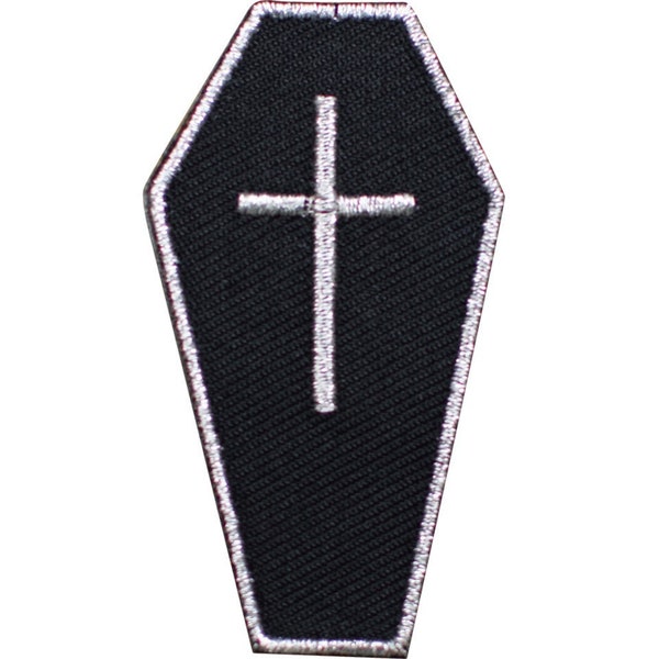 Coffin Applique Patch - Cross, Mortuary, Funeral, Death Badge 2.5" (Iron on)