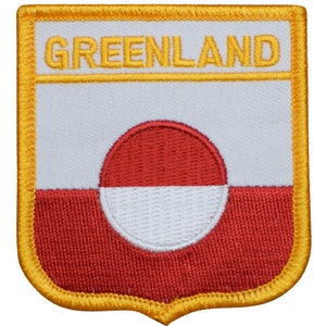 Greenland Patch - Embroidered Flag Shield Badge 2.75" (Iron On)