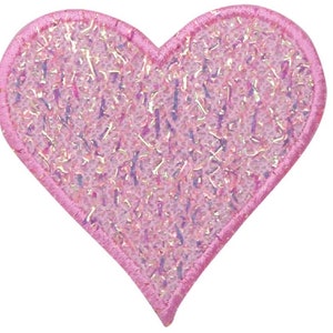 Confetti Heart Applique Patch - Embroidered Pink Sparkly Badge 2.75" (Iron Or Sew On)