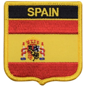 スペインのワッペン - 刺繍入り国旗シールドバッジ 2.75インチ (アイロン接着式)