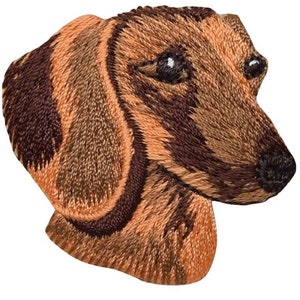 Dackel Kopf Applikation Patch - Gesticktes Dackel Abzeichen 1-7 / 8 "(Iron On)