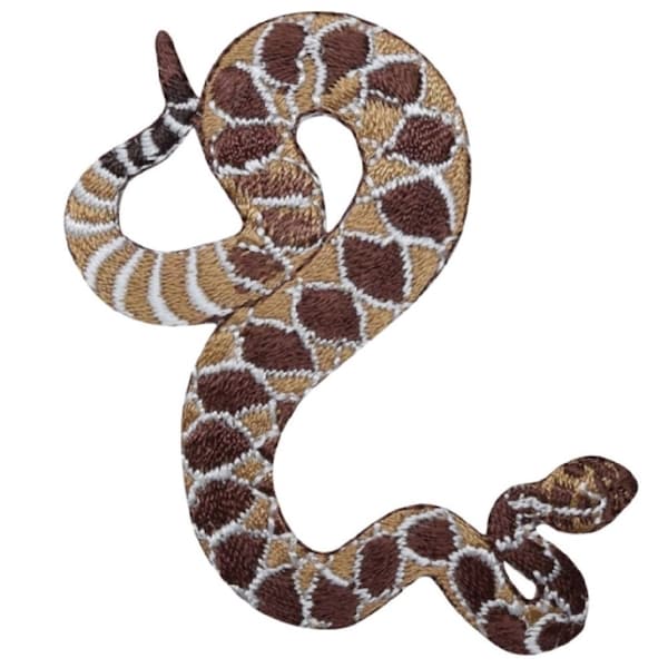 Parche de aplique de serpiente - Diamante occidental, reptil carnívoro 3" (hierro)