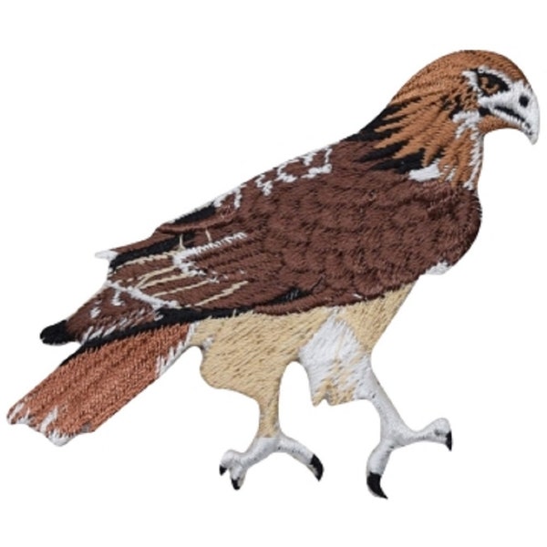 Red Tail Hawk Applique Patch - Talons, Majestic Bird Badge 3.5" (Iron on)