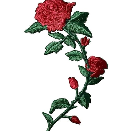 Red Rose Gardening Flower Rose Embroidered Iron on | Etsy
