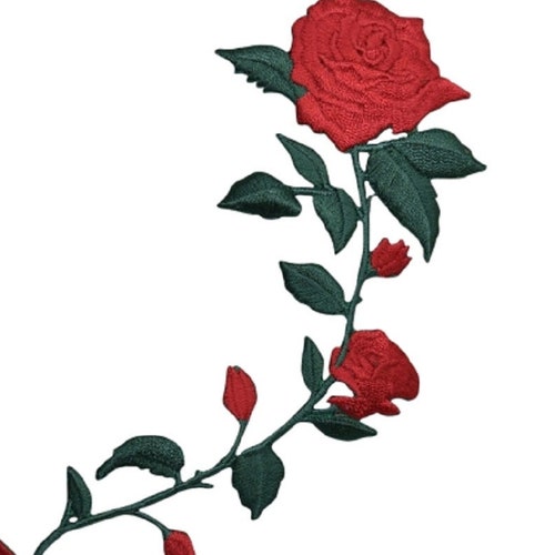 Red Rose Applique Patch Flower Bloom Love Badge 2.5 - Etsy