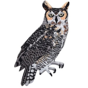 Great-Horned Owl Applique Patch - Embroidered Bird & Animal Badge 3.25" (Iron On)