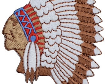 Indian Headdress Patch Vintage Classic Embroidered Sew On Patch 1 12 Round Native American Indian Chief