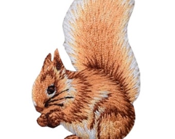 Animals Iron on Applique//Embroidered Patch Baby Squirrel Facing Right