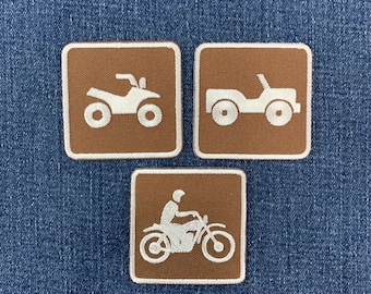 3er-Pack Offroad-Schilder-Aufnäher-Set - Gestickte OHV-Fahrzeug-ATV-Motorrad-Abzeichen (zum Aufbügeln)