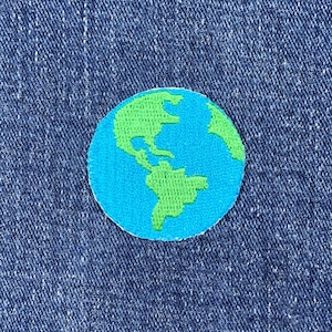Planet Earth Applique Patch - Outer Space Small Embroidered Badge 1.5&quot; (Iron Or Sew On)