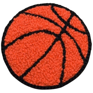 Chenille Basketball Applique Patch - Letterman Jacket, Sports Badge 2-3/8&quot; (Iron on)