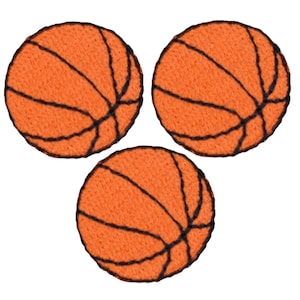 Mini Basketball Applique Patch - Sports Ball Athletic Team Badge 7/8&quot; (3-Pack, Iron on)
