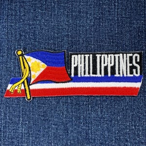 Philippines Patch - Embroidered Ribbon & Flag Badge 4.75" (Iron On)