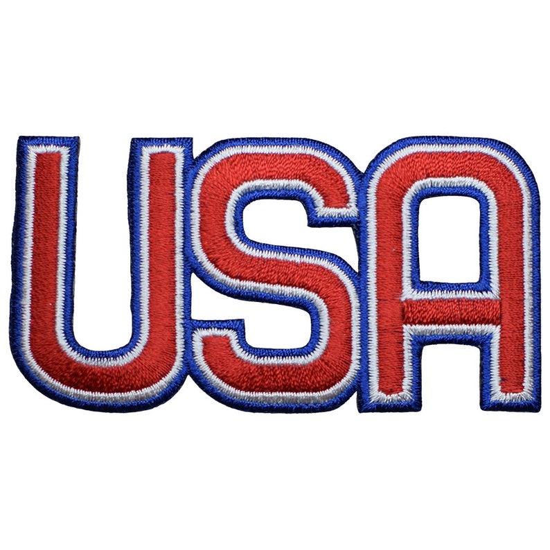 USA Letters Applique Patch Olympics United States Script 3-1/8 Iron on image 1