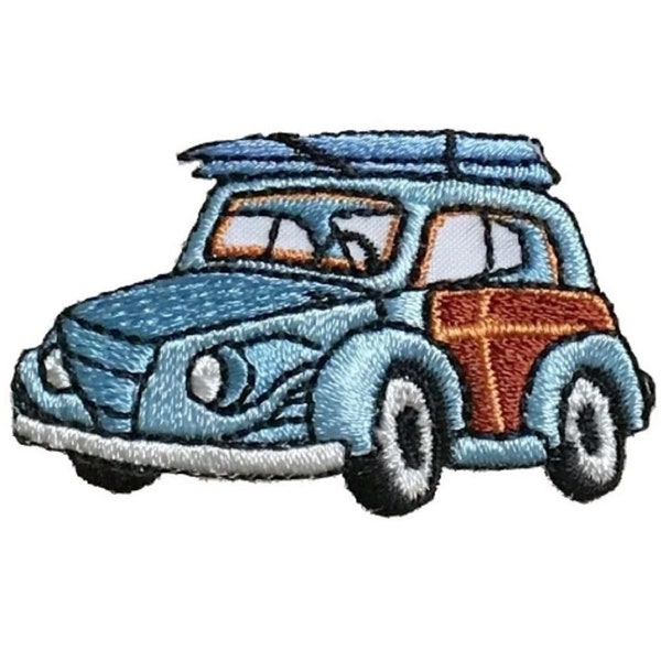 Woodie Car Applique Patch - Surfing, Surfboards, California Badge 2" (Iron on)