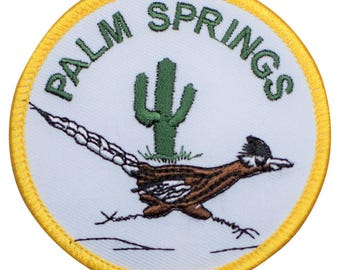 Palm Springs Patch - Embroidered California Roadrunner Badge 3" (Iron Or Sew On)