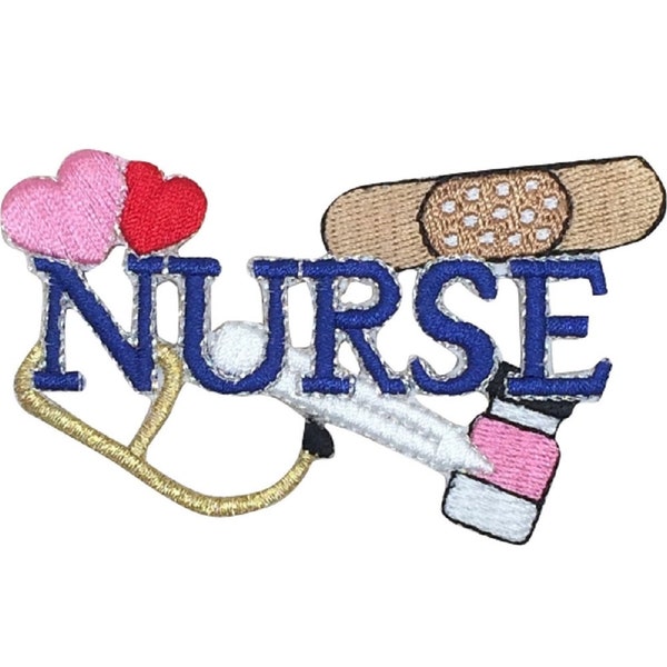 Nurse Applique Patch - Heart, Love, Medical Tools Badge 3.5" (Iron on)