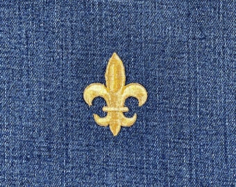 Medium Gold Fleur De Lis Applique Patch - Embroidered Decorative Badge 1.75" (Iron On)