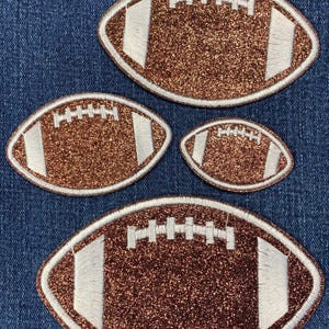 4 Sizes Football Applique Patch - Sparkly Glitter Ball Sports Badge (Also Sold Individually, Iron on)