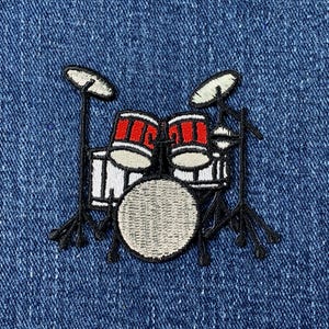 Drum Set Applique Patch - Embroidered Drums Music Instrument Badge 2.5" (Iron On)