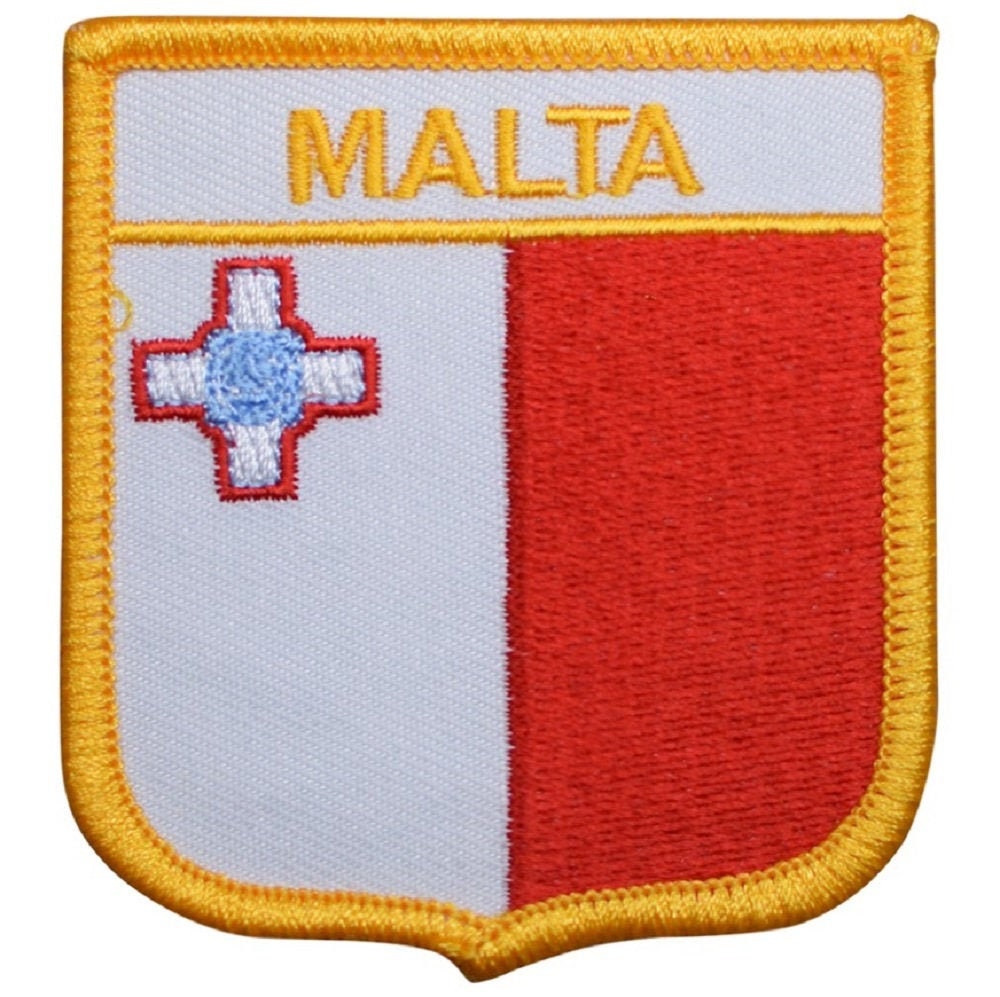 Malta Flag Patch – Maltese Embroidered Iron-On Emblem, Souvenir From Mediterranean, Cypress Collectibles