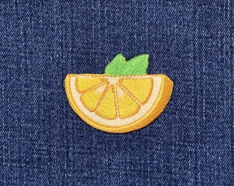 Lemon Wedge Applique Patch - Embroidered Citrus Fruit Food & Cooking Badge 2" (Iron On)