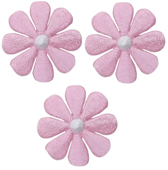 WHITE DAISY w//YELLOW CENTER 1 1//4/" Iron On Embroidered Patch Flowers Daisies
