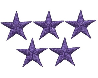 Star Applique Patch - Purple Embroidered Star Badge 7/8" (5-Pack, Iron on)